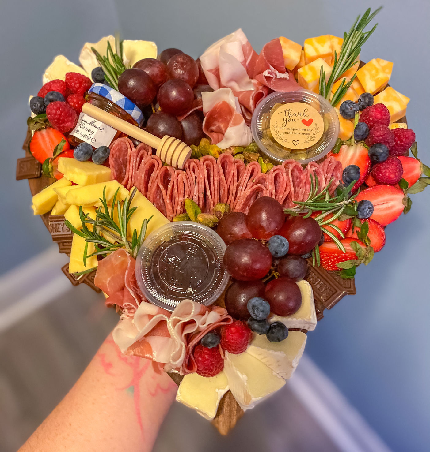 Heart-shaped charcuterie boards